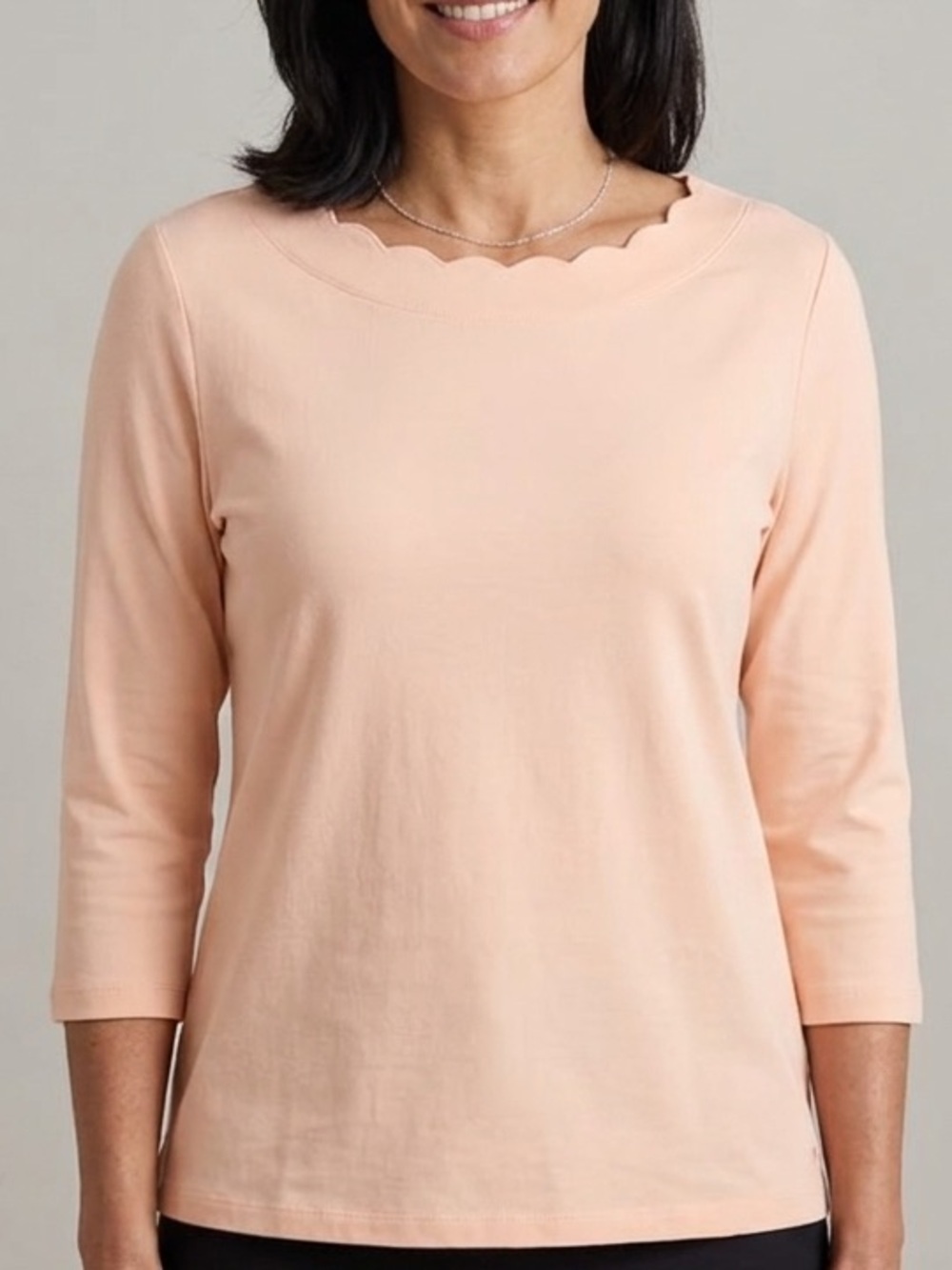 Anne Klein Blush Pink Top with Scalloped Neckline